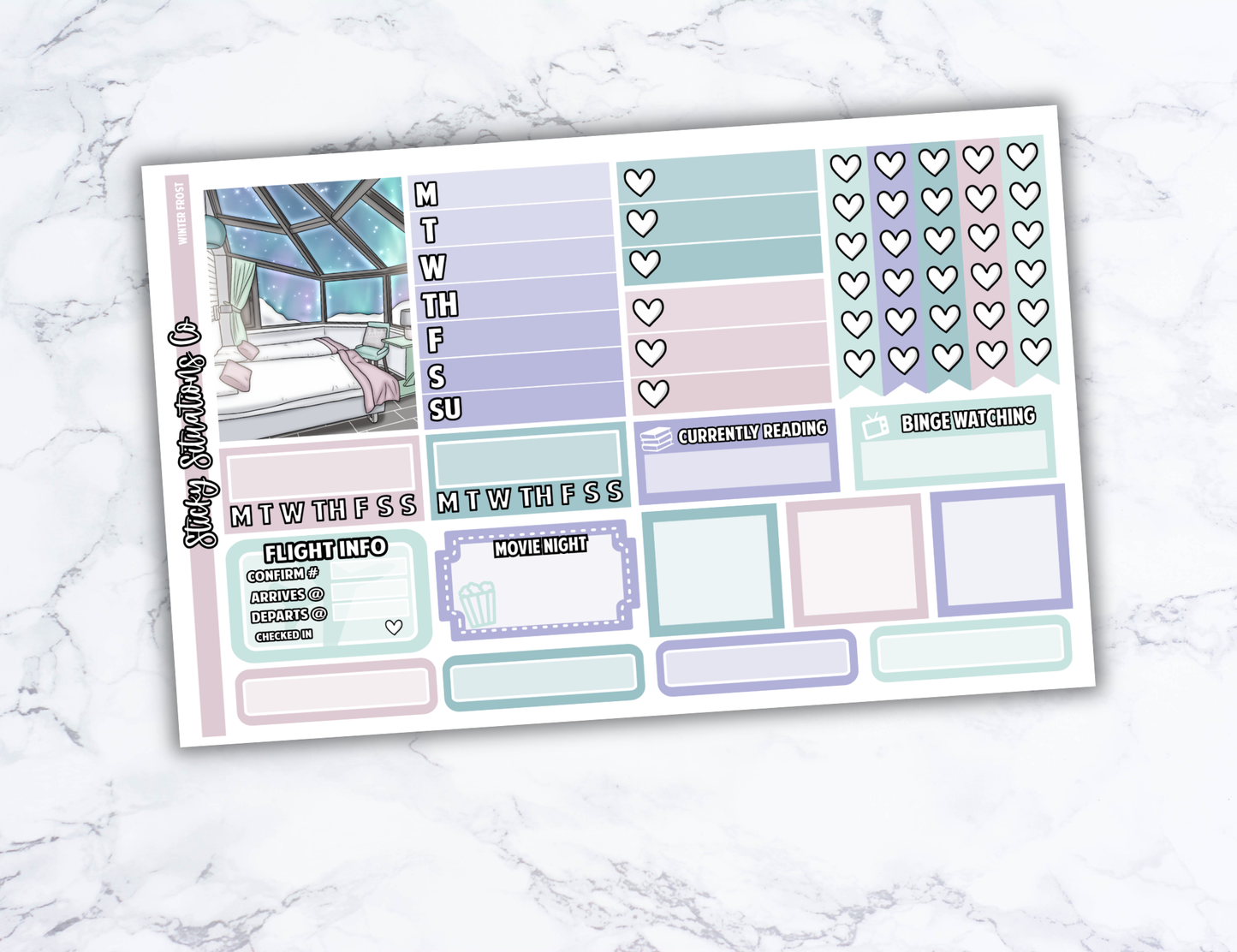 Winter Frost Full Vertical Planner Sticker Kit – Cozy & Cool Matte Stickers for Weekly Layouts | Perfect for Winter Planning