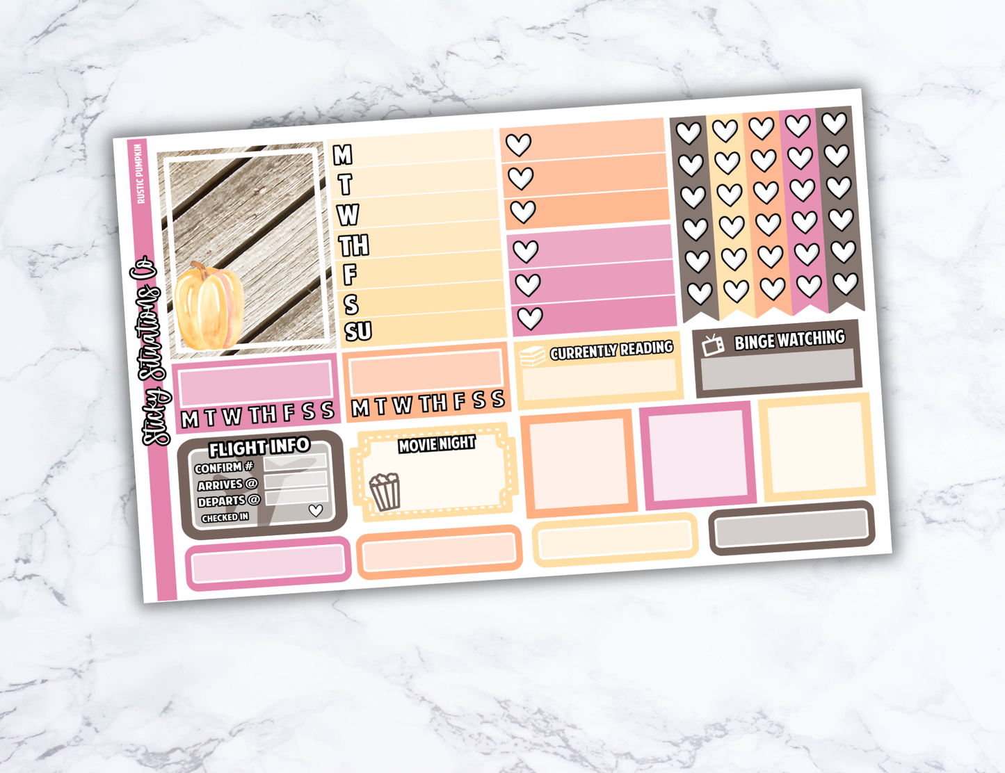 Rustic Pumpkin Full Vertical Planner Sticker Kit – Fun and Bright Matte Stickers for Weekly Layouts | Perfect for Fall Planning