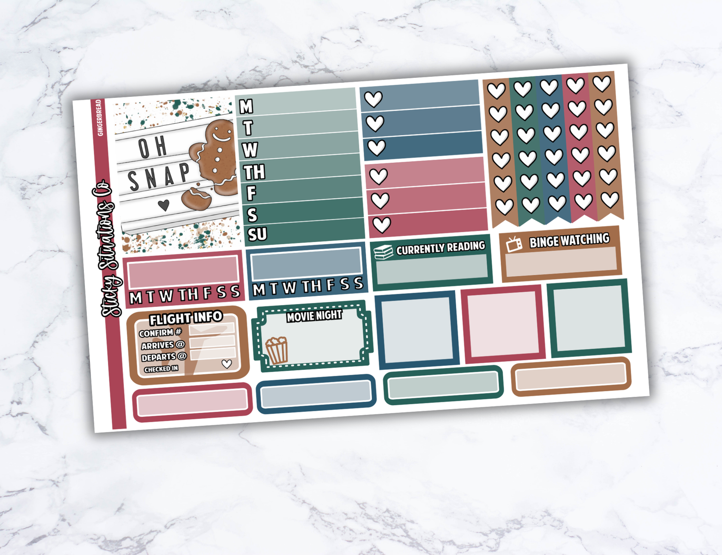 Gingerbread Full Vertical Planner Sticker Kit – Cozy & Cool Matte Stickers for Weekly Layouts | Perfect for Christmas Planning