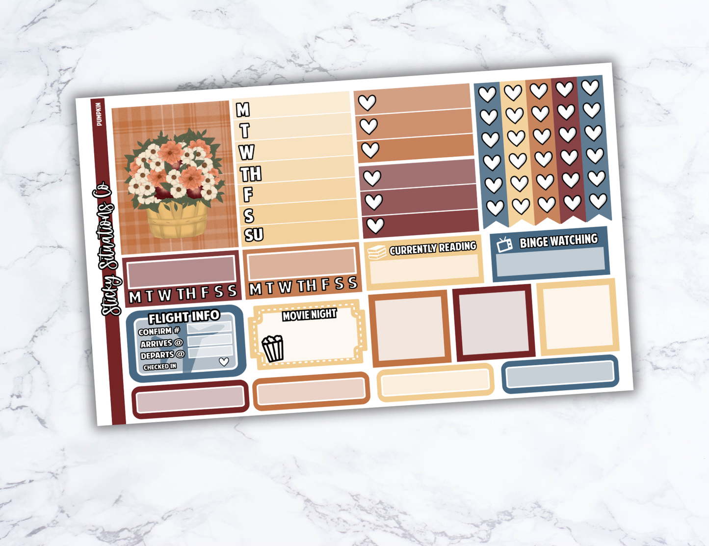 Pumpkin Full Vertical Planner Sticker Kit – Fun and Bright Matte Stickers for Weekly Layouts | Perfect for Fall Planning