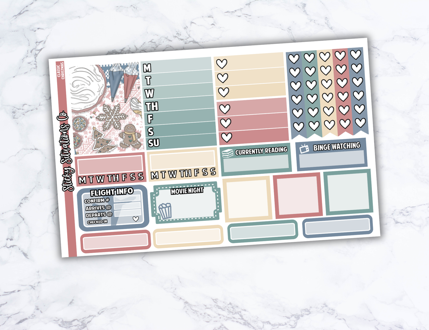 Classic Christmas Full Vertical Planner Sticker Kit – Fun and Bright Matte Stickers for Weekly Layouts | Perfect for Christmas Planning