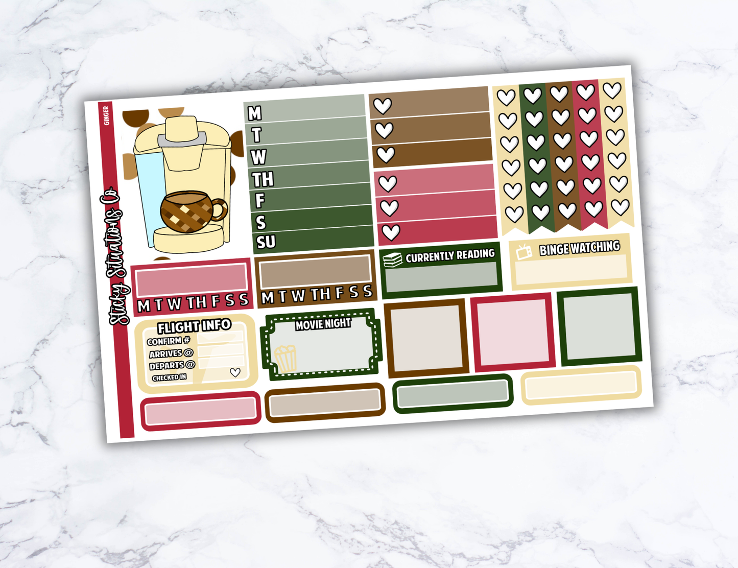 Ginger Full Vertical Planner Sticker Kit – Fun and Bright Matte Stickers for Weekly Layouts | Perfect for Christmas Planning