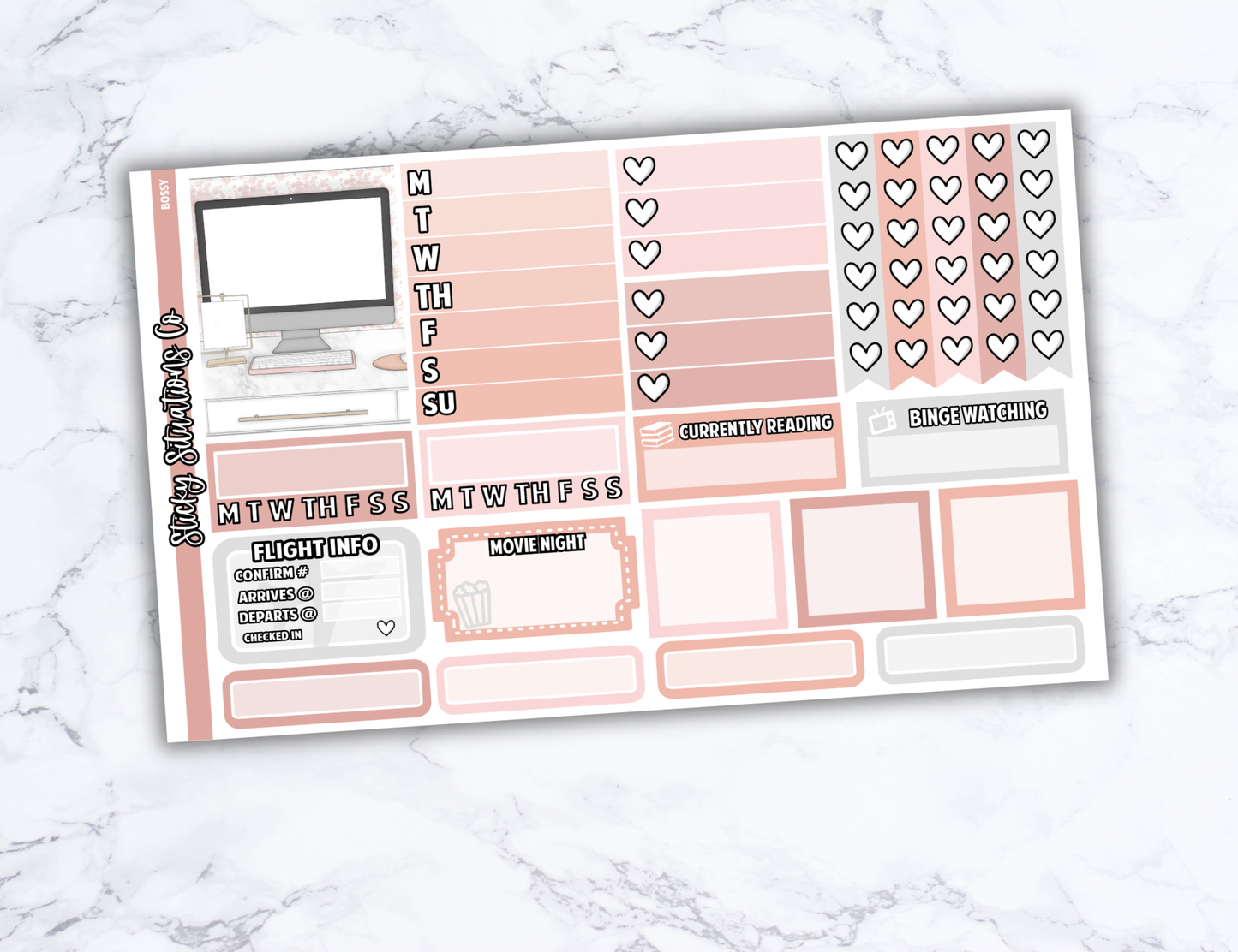 Bossy Full Vertical Planner Sticker Kit – Fun and Bright Matte Stickers for Weekly Layouts | Perfect for Every Day Planning