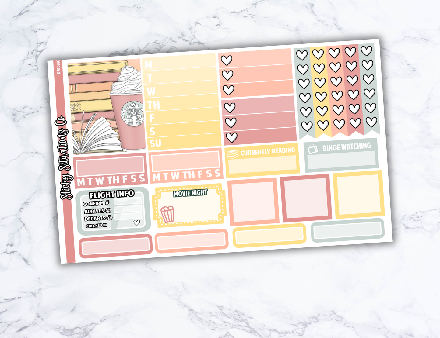 Reading Full Vertical Planner Sticker Kit – Fun and Bright Matte Stickers for Weekly Layouts | Perfect for Every Day Planning