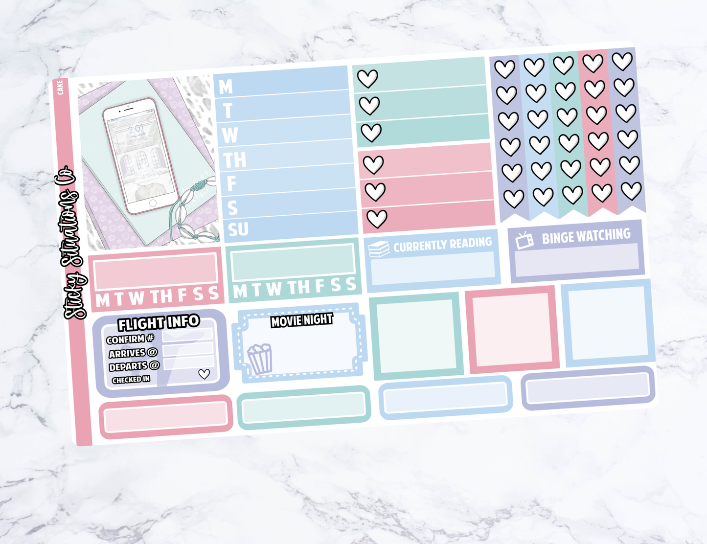 Cake Mini Vertical Planner Sticker Kit – Fun Matte Stickers for Weekly Layouts | Perfect for Every Day Planning