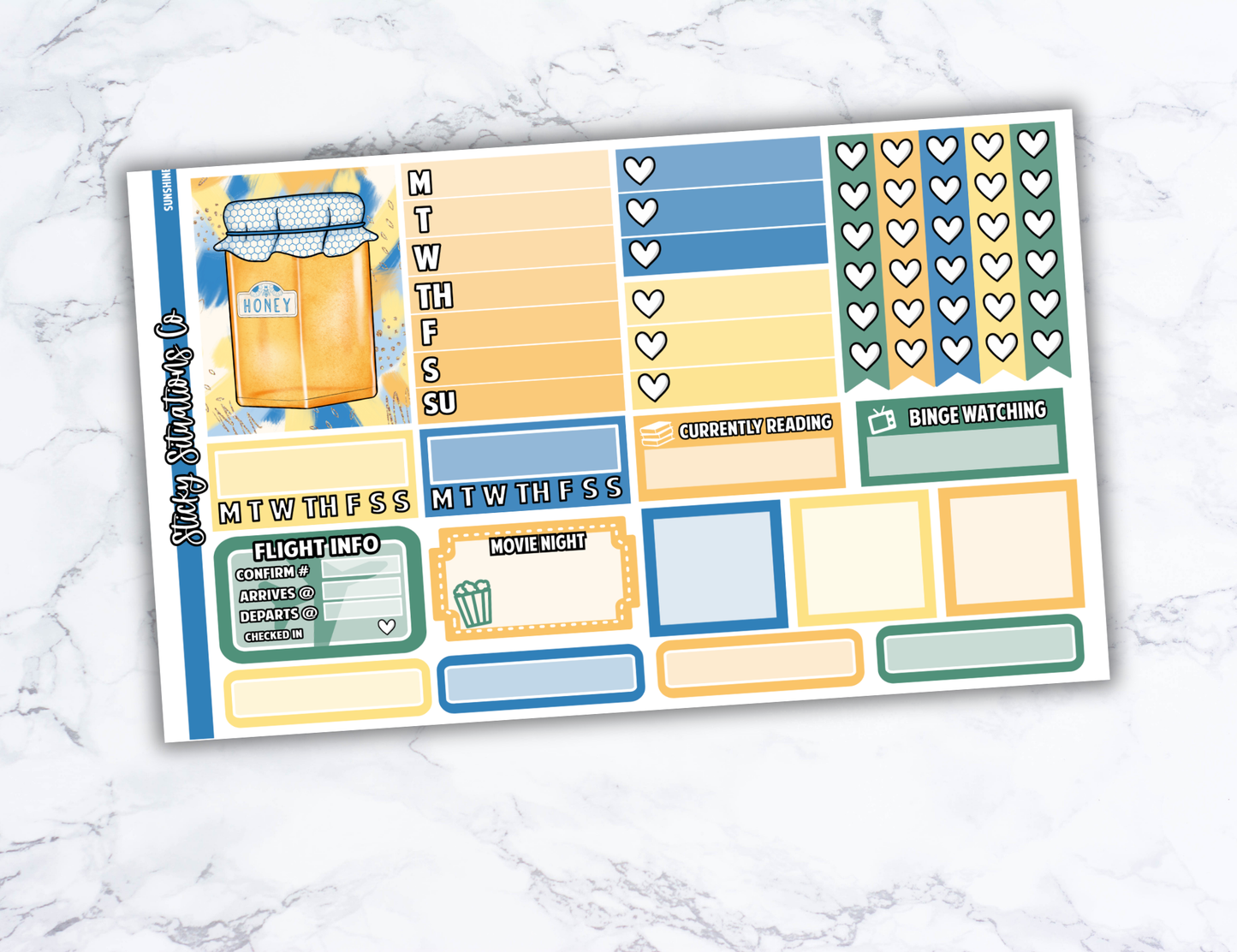 Sunshine Full Vertical Planner Sticker Kit – Fun and Bright Matte Stickers for Weekly Layouts | Perfect for Summer Planning