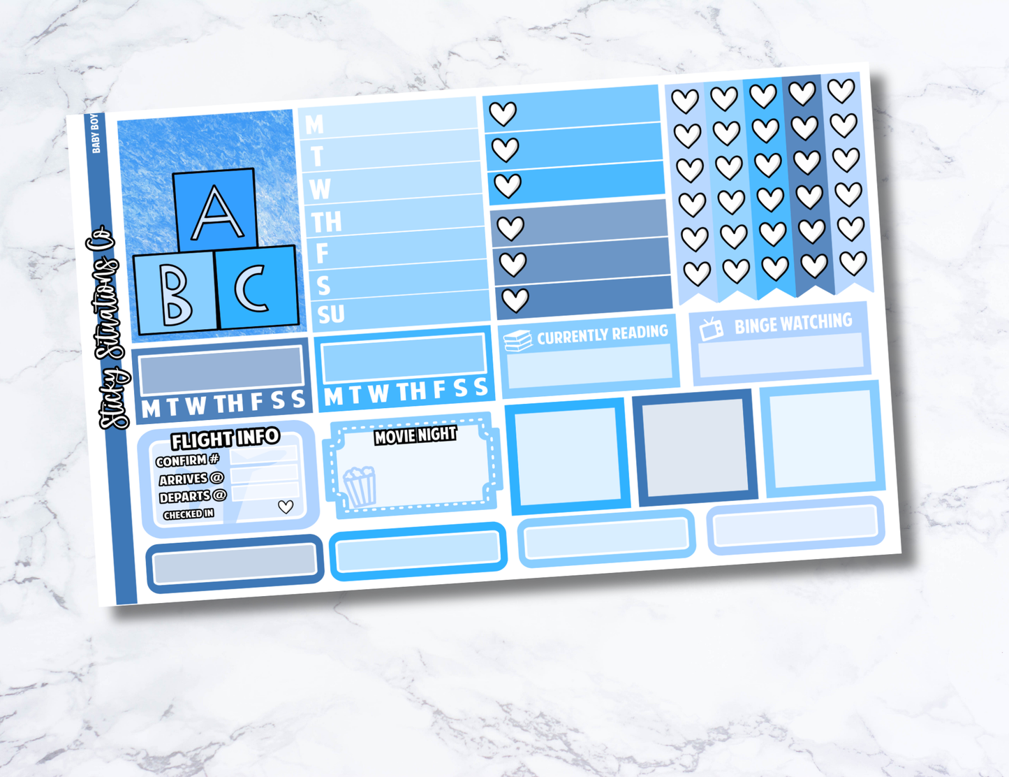 Baby Boy Full Vertical Planner Sticker Kit – Fun Matte Stickers for Weekly Layouts | Perfect for Baby Planning