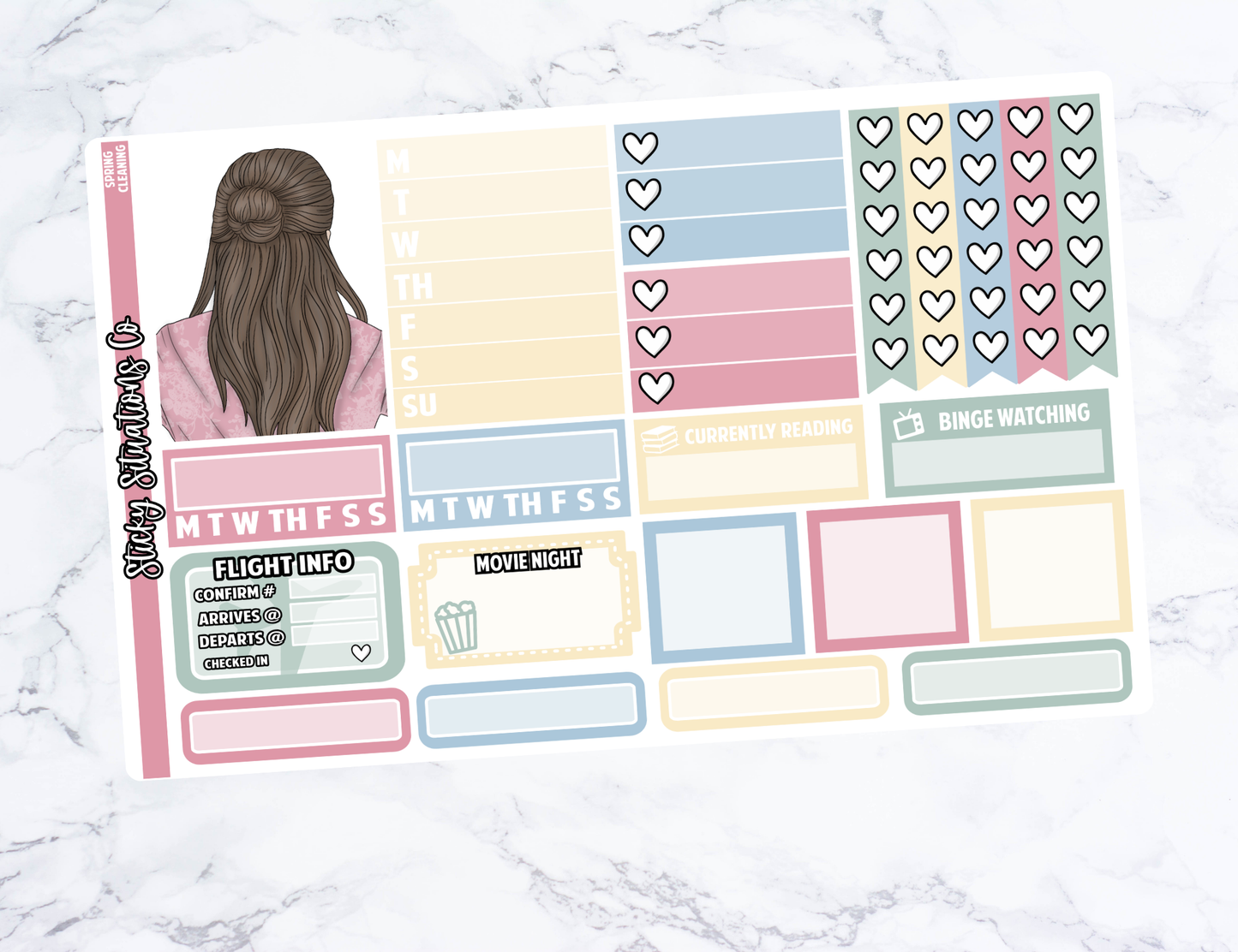 Spring Cleaning Full Vertical Planner Sticker Kit – Fun and Bright Matte Stickers for Weekly Layouts | Perfect for Every Day Planning