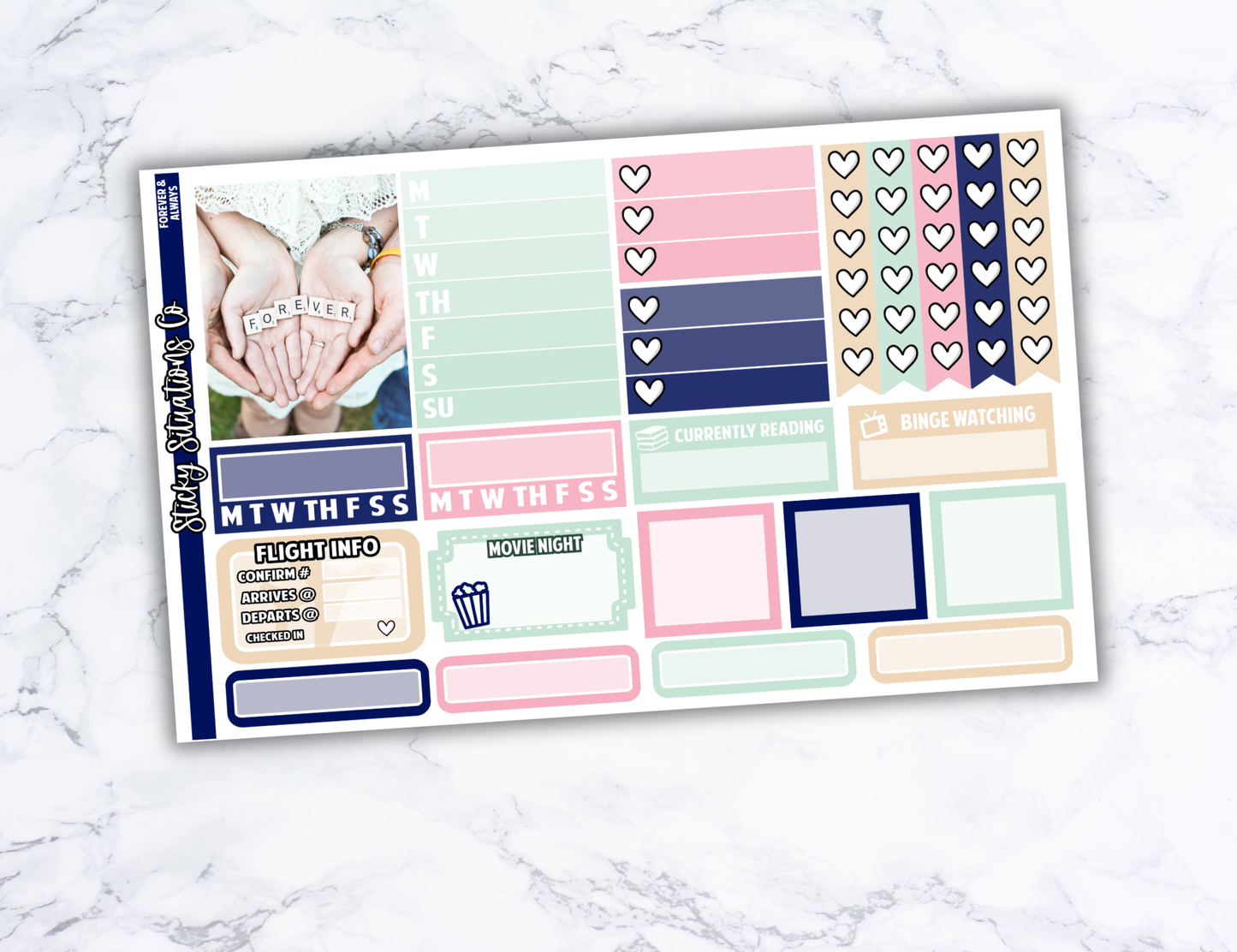 Forever and Always Full Vertical Planner Sticker Kit – Fun and Bright Matte Stickers for Weekly Layouts | Perfect for Wedding Planning