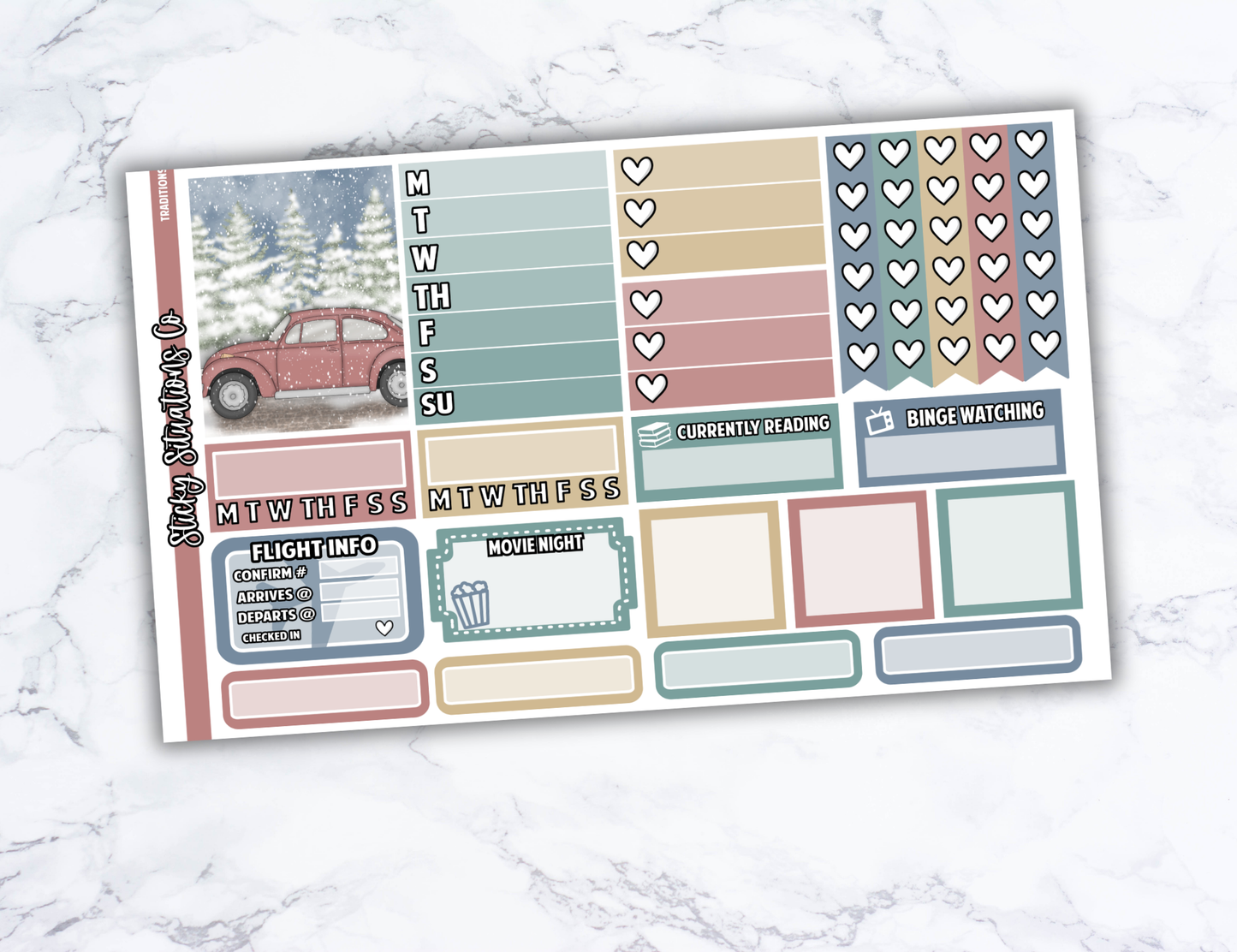 Traditions Full Vertical Planner Sticker Kit – Fun and Bright Matte Stickers for Weekly Layouts | Perfect for Christmas Planning