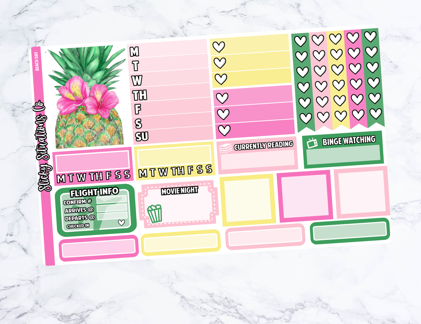 Beach Day Full Vertical Planner Sticker Kit – Fun and Bright Matte Stickers for Weekly Layouts | Perfect for Summer Planning