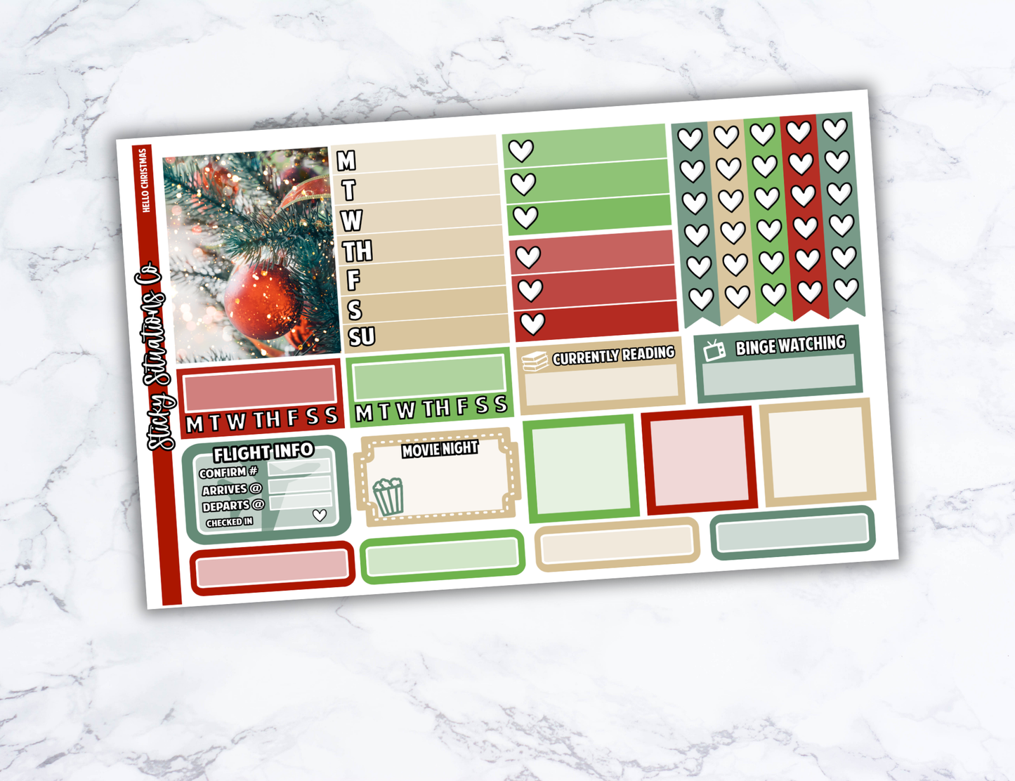 Hello Christmas Full Vertical Planner Sticker Kit – Fun and Bright Matte Stickers for Weekly Layouts | Perfect for Christmas Planning