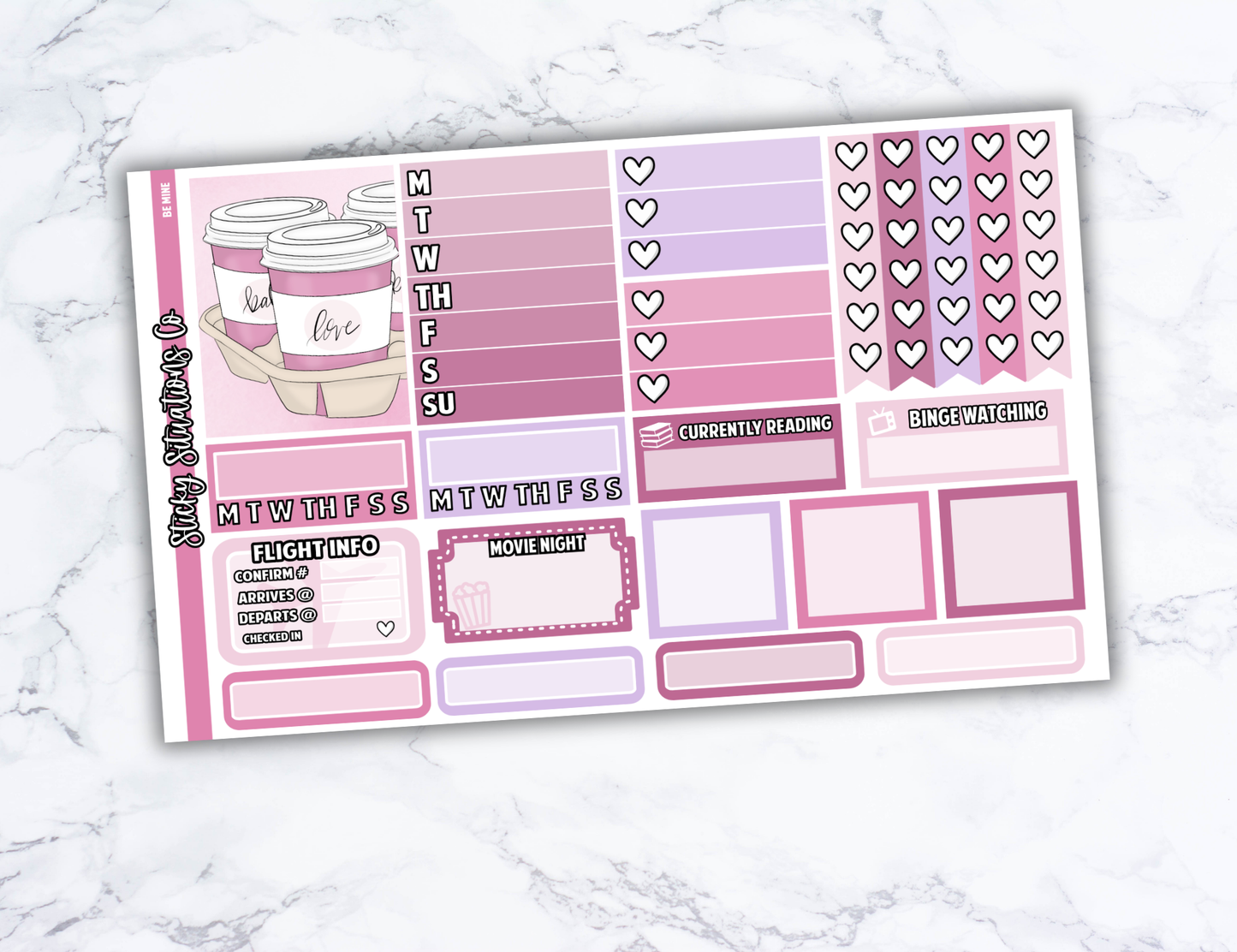 Be Mine Full Vertical Planner Sticker Kit – Fun and Bright Matte Stickers for Weekly Layouts | Perfect for Valentine's Day Planning