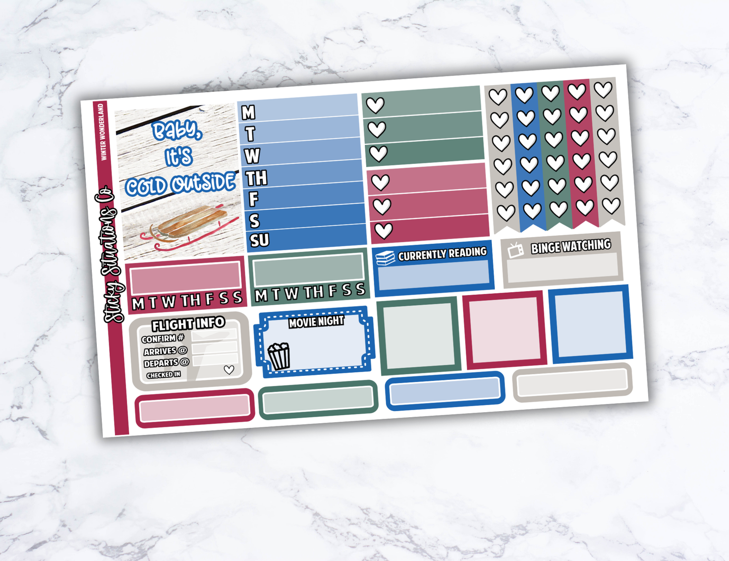 Winter Wonderland Full Vertical Planner Sticker Kit – Fun and Bright Matte Stickers for Weekly Layouts | Perfect for Winter Planning