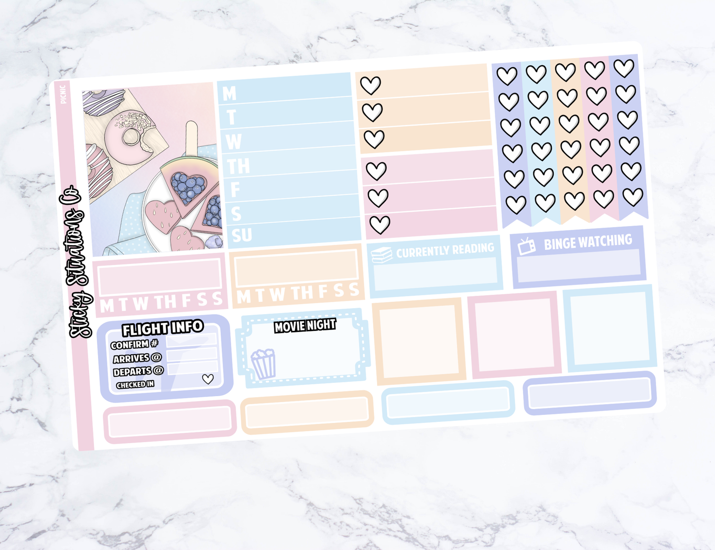 Picnic Full Vertical Planner Sticker Kit – Fun and Bright Matte Stickers for Weekly Layouts | Perfect for Every Day Planning