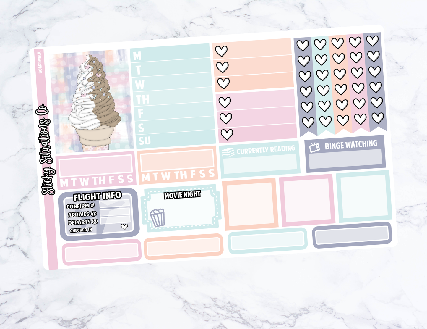 Boardwalk Full Vertical Planner Sticker Kit – Fun and Bright Matte Stickers for Weekly Layouts | Perfect for Every Day Planning