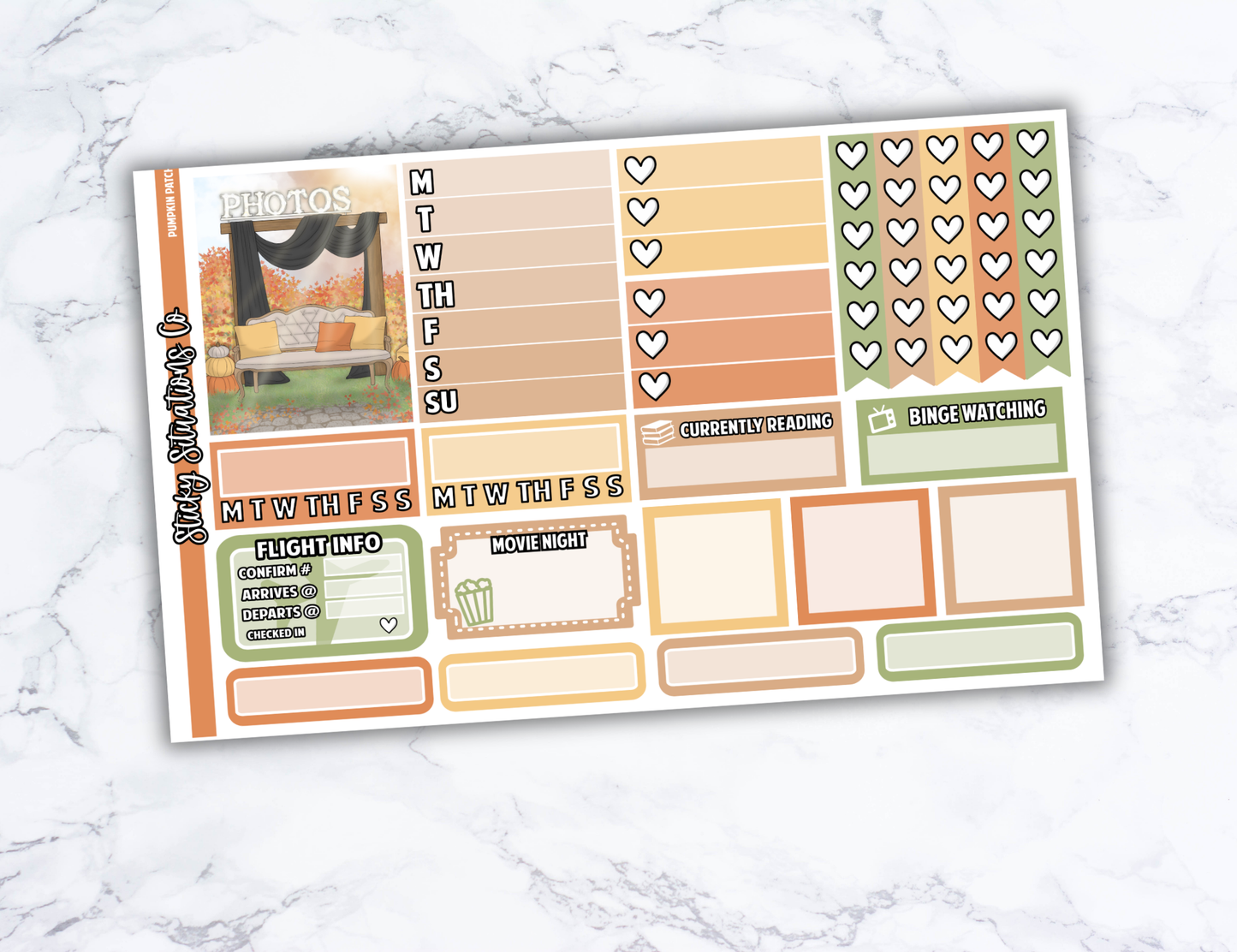 Pumpkin  Patch Full Vertical Planner Sticker Kit – Fun and Bright Matte Stickers for Weekly Layouts | Perfect for Fall Planning