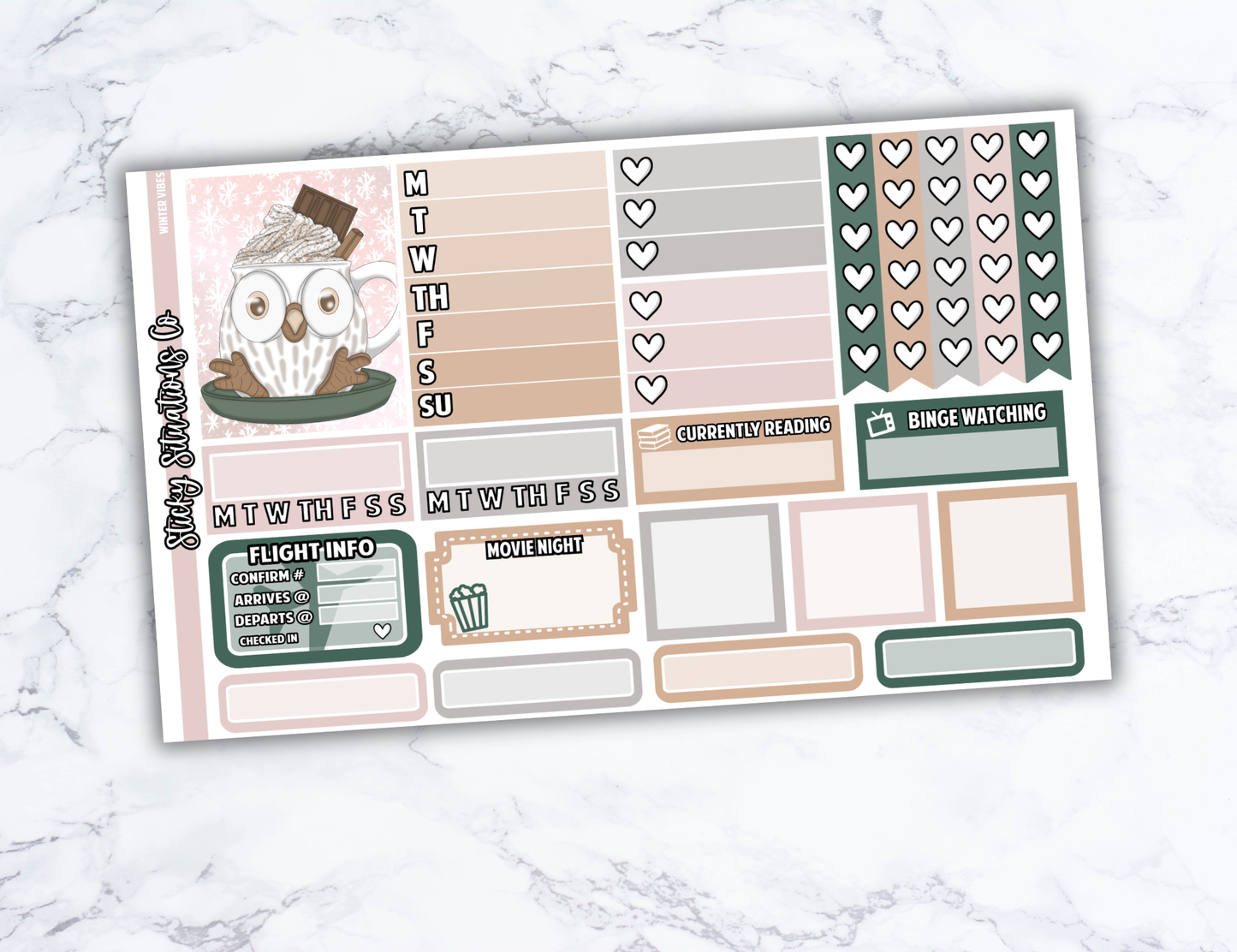 Winter Vibes Full Vertical Planner Sticker Kit – Fun and Bright Matte Stickers for Weekly Layouts | Perfect for Winter Planning