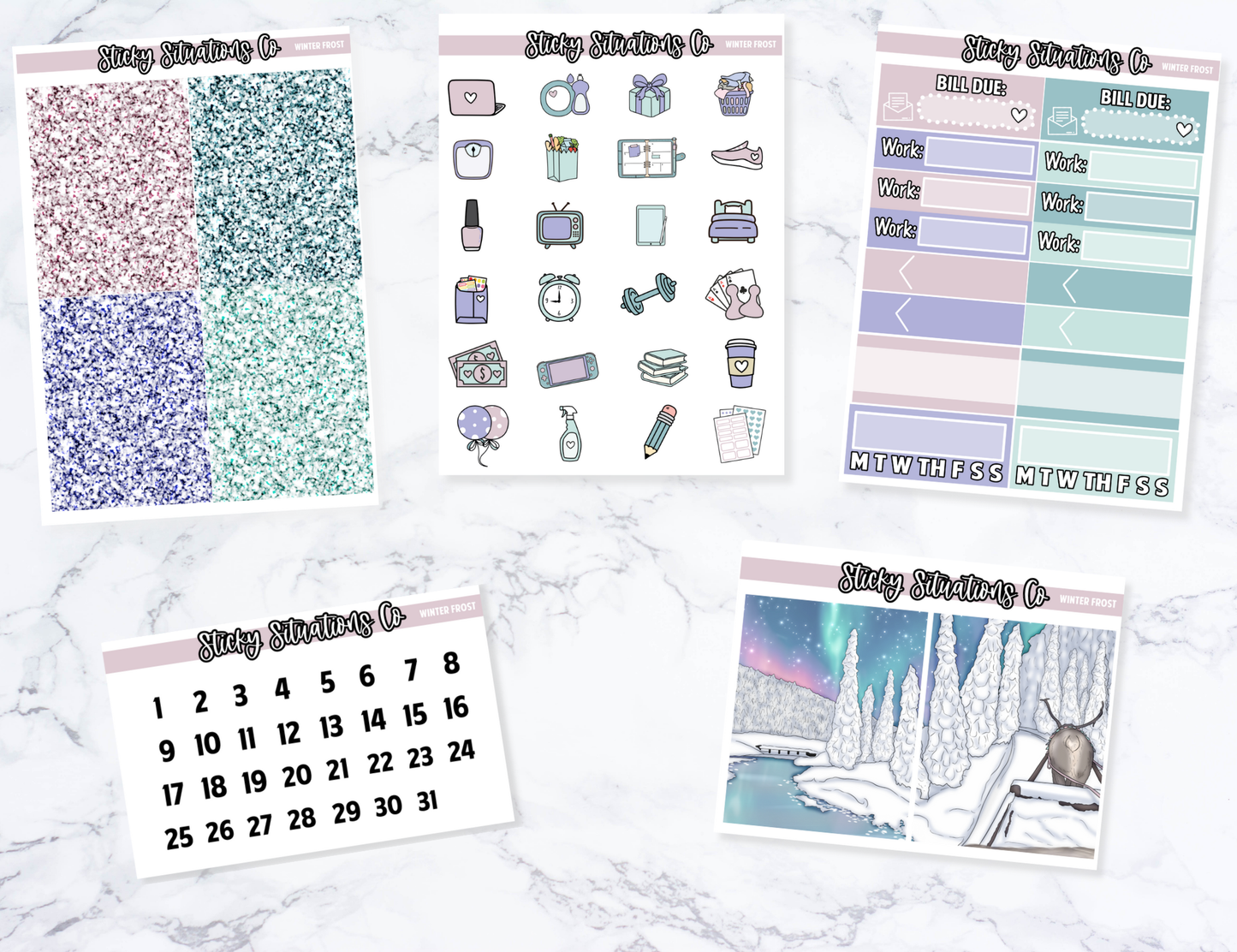 Winter Frost Full Vertical Planner Sticker Kit – Cozy & Cool Matte Stickers for Weekly Layouts | Perfect for Winter Planning