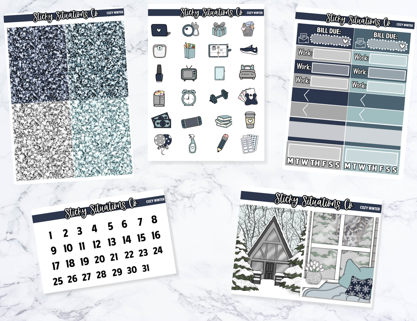 Cozy Winter Full Vertical Planner Sticker Kit – Fun and Bright Matte Stickers for Weekly Layouts | Perfect for Winter Planning