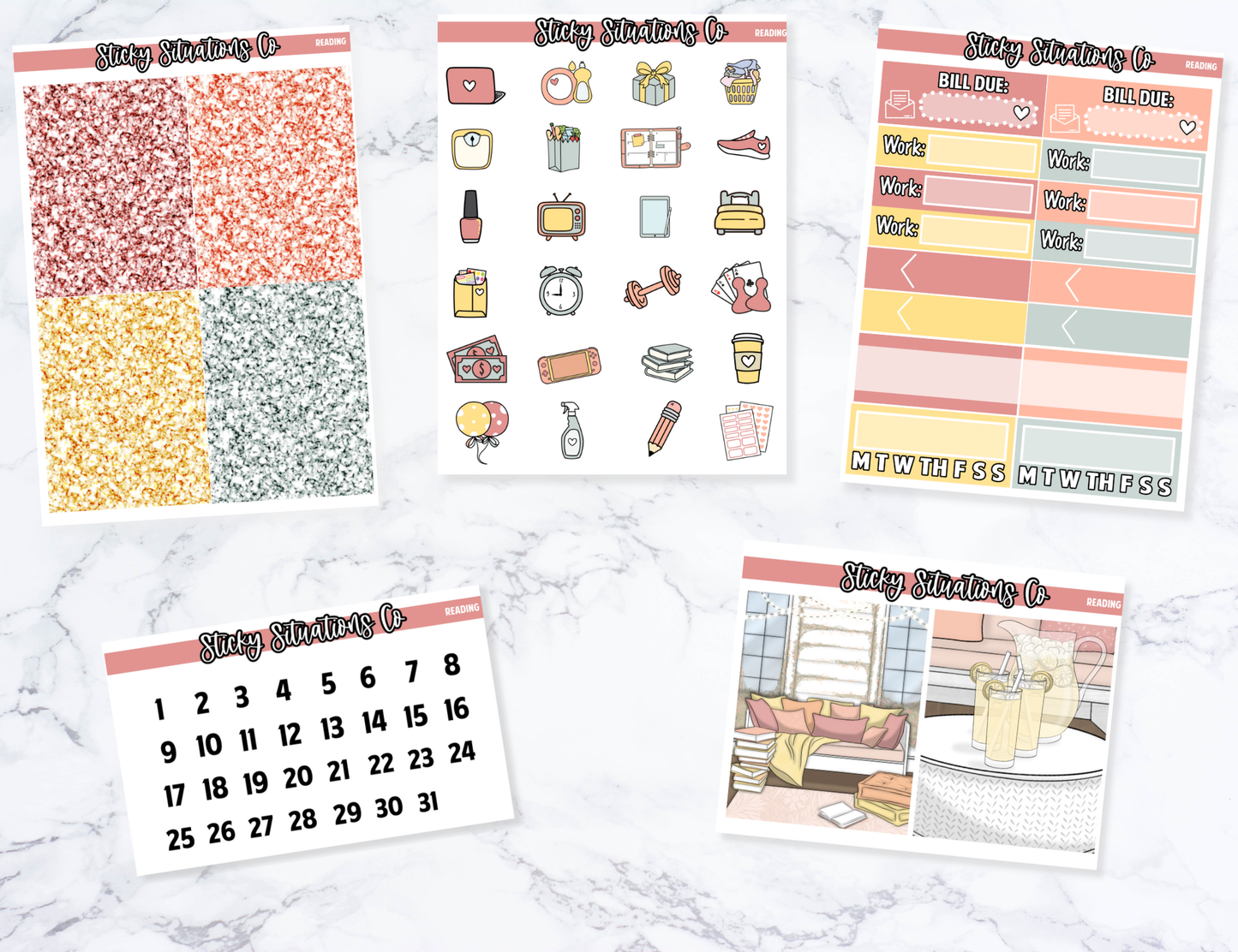 Reading Mini Vertical Planner Sticker Kit – Fun and Bright Matte Stickers for Weekly Layouts | Perfect for Every Day Planning