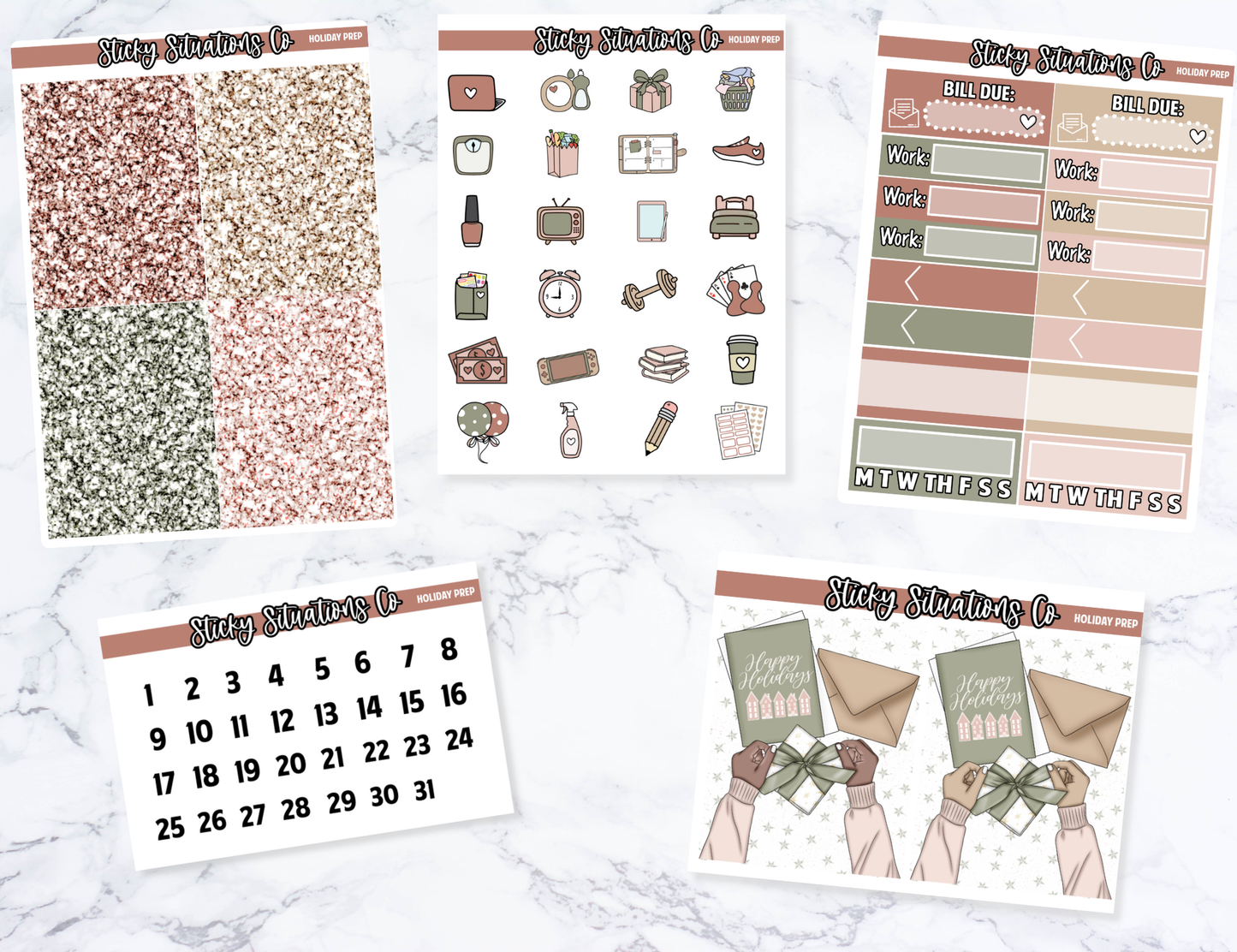 Holiday Prep Full Vertical Planner Sticker Kit – Cozy & Cool Matte Stickers for Weekly Layouts | Perfect for Christmas Planning