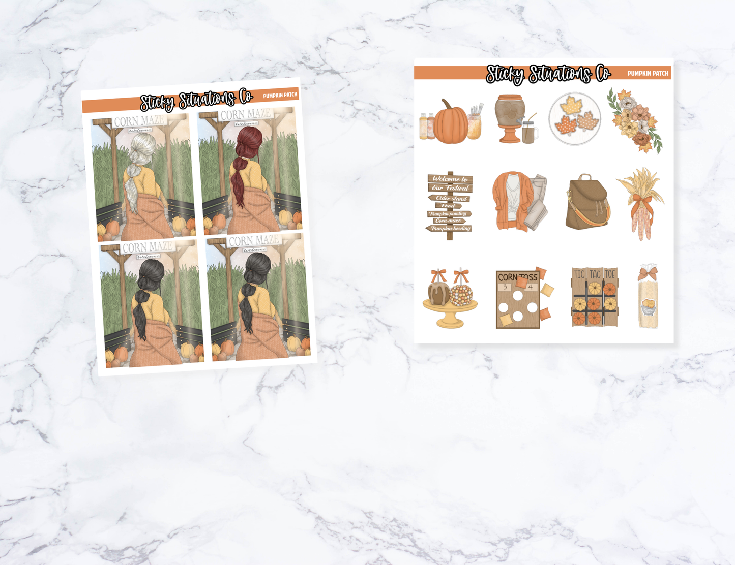 Pumpkin  Patch Full Vertical Planner Sticker Kit – Fun and Bright Matte Stickers for Weekly Layouts | Perfect for Fall Planning