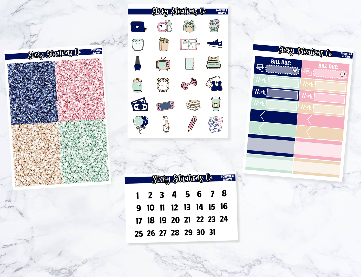 Forever and Always Mini Vertical Planner Sticker Kit – Fun and Bright Matte Stickers for Weekly Layouts | Perfect for Wedding Planning