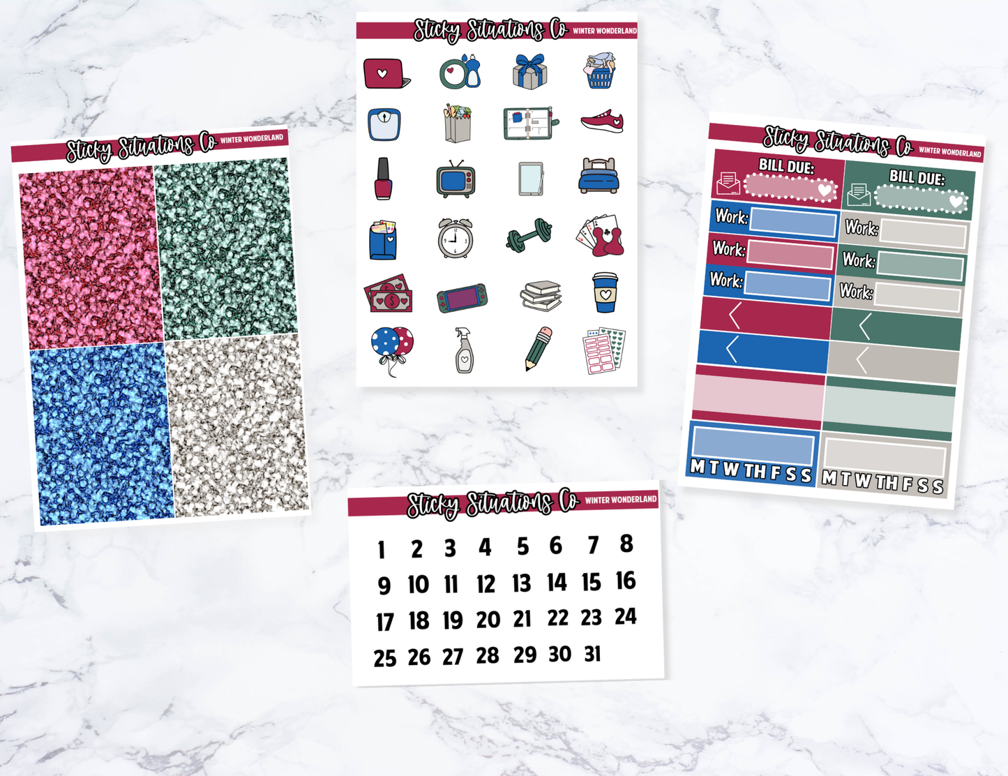 Winter Wonderland Full Vertical Planner Sticker Kit – Fun and Bright Matte Stickers for Weekly Layouts | Perfect for Winter Planning