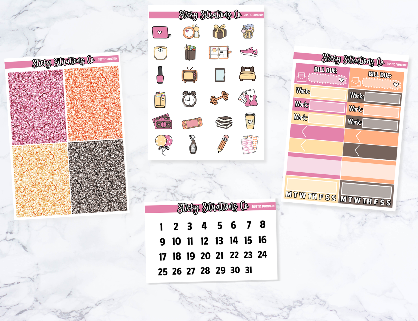 Rustic Pumpkin Mini Vertical Planner Sticker Kit – Fun and Bright Matte Stickers for Weekly Layouts | Perfect for Fall Planning