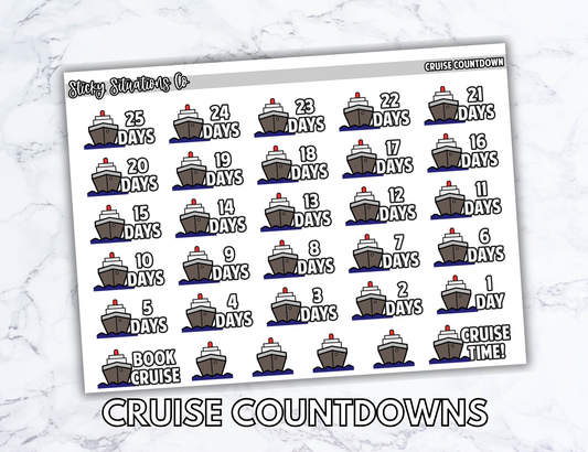 Cruise Countdown Planner Sticker Sheet – Functional & Decorative Stickers for All Planners | Matte Paper, Easy to Use