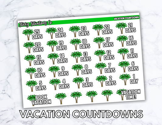 Vacation Countdown Planner Sticker Sheet – Functional & Decorative Stickers for All Planners | Matte Paper, Easy to Use