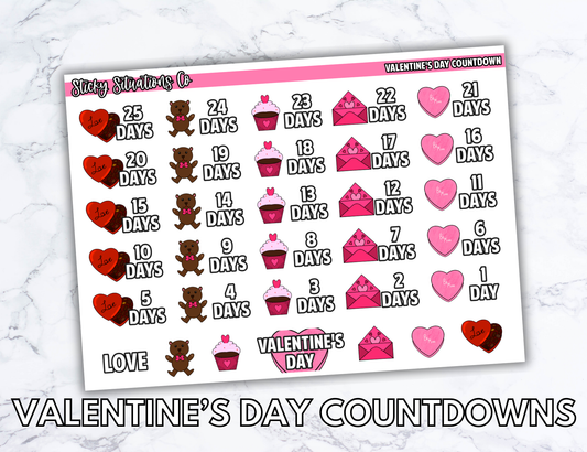 Valentine's Day Countdown Planner Sticker Sheet – Functional & Decorative Stickers for All Planners | Matte Paper, Easy to Use