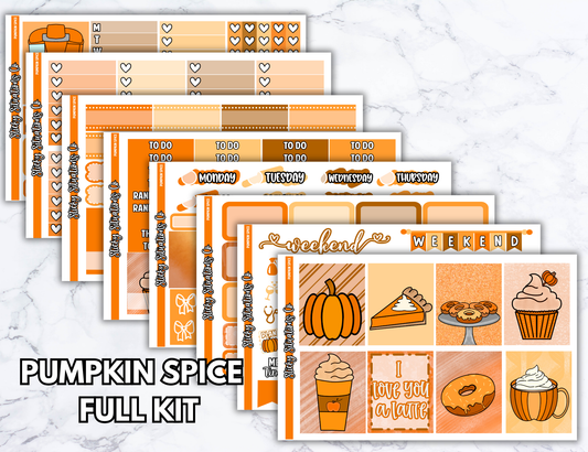 Pumpkin Spice Full Vertical Planner Sticker Kit – Fun and Bright Matte Stickers for Weekly Layouts | Perfect for Fall Planning