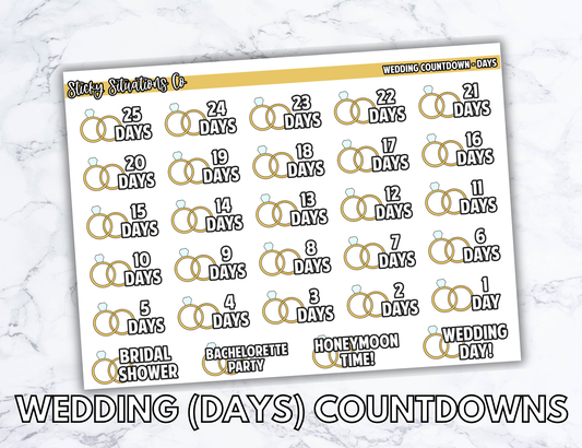 Wedding Days Countdown Planner Sticker Sheet – Functional & Decorative Stickers for All Planners | Matte Paper, Easy to Use