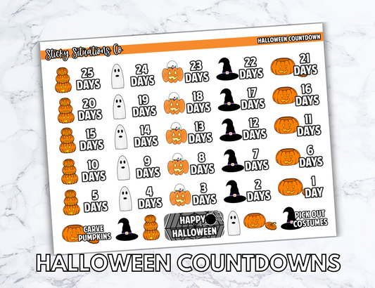 Halloween Countdown Planner Sticker Sheet – Functional & Decorative Stickers for All Planners | Matte Paper, Easy to Use