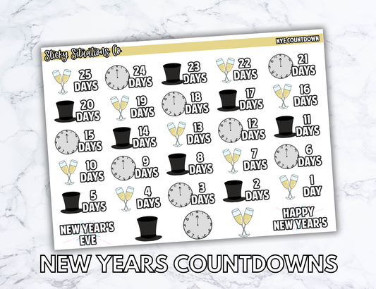 New Years Countdown Planner Sticker Sheet – Functional & Decorative Stickers for All Planners | Matte Paper, Easy to Use