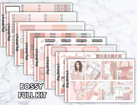 Bossy Full Vertical Planner Sticker Kit – Fun and Bright Matte Stickers for Weekly Layouts | Perfect for Every Day Planning