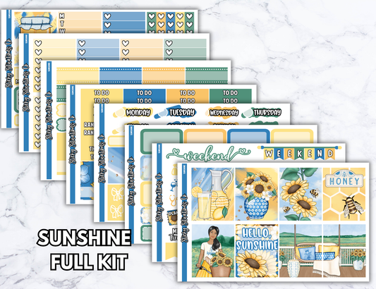 Sunshine Full Vertical Planner Sticker Kit – Fun and Bright Matte Stickers for Weekly Layouts | Perfect for Summer Planning