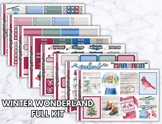 Winter Wonderland Full Vertical Planner Sticker Kit – Fun and Bright Matte Stickers for Weekly Layouts | Perfect for Winter Planning