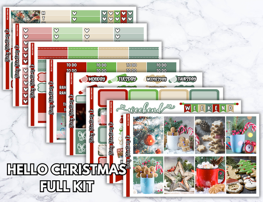 Hello Christmas Full Vertical Planner Sticker Kit – Fun and Bright Matte Stickers for Weekly Layouts | Perfect for Christmas Planning