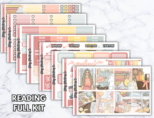 Reading Full Vertical Planner Sticker Kit – Fun and Bright Matte Stickers for Weekly Layouts | Perfect for Every Day Planning