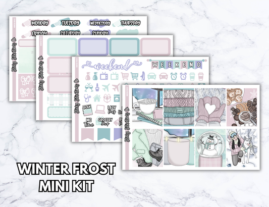 Winter Frost Mini Vertical Planner Sticker Kit – Cozy & Cool Matte Stickers for Weekly Layouts | Perfect for Winter Planning