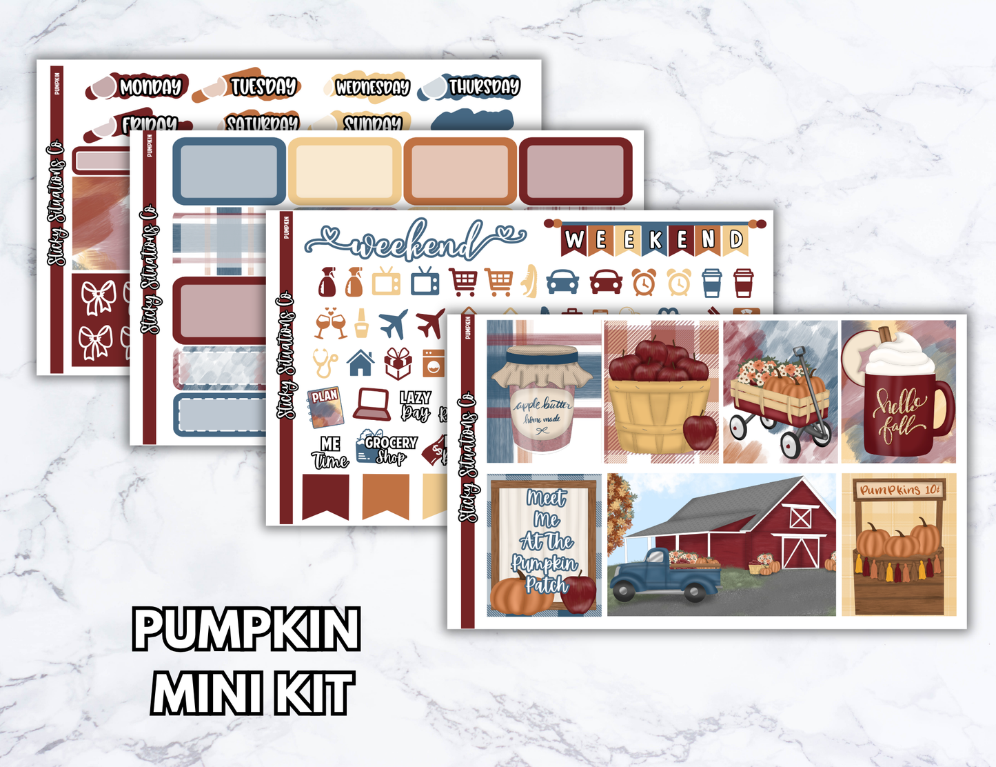 Pumpkin Mini Vertical Planner Sticker Kit – Fun and Bright Matte Stickers for Weekly Layouts | Perfect for Fall Planning