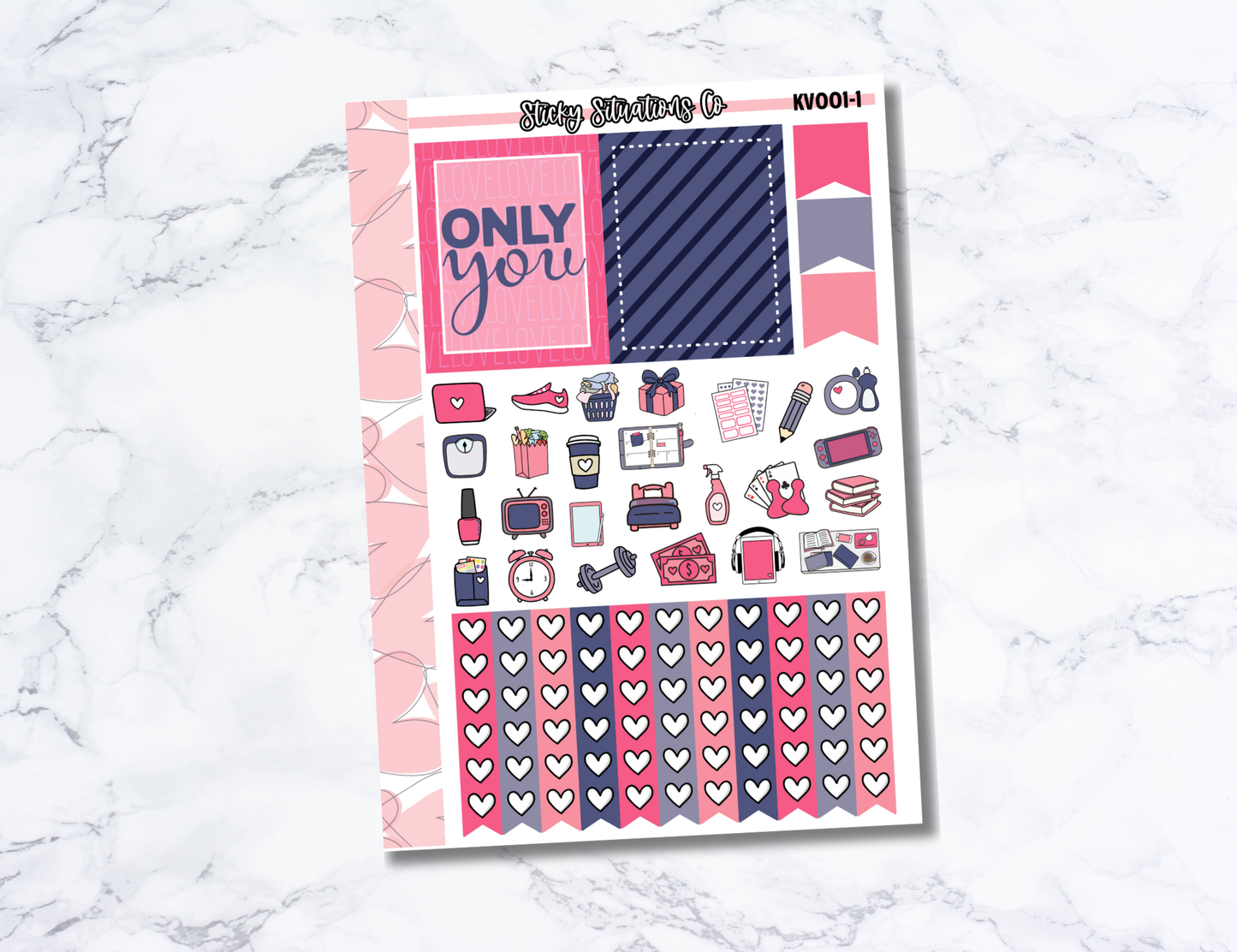 Valentine's Day Themed Sticker Kit | Four Page Functional Sticker Kit Made for Vertical Planners