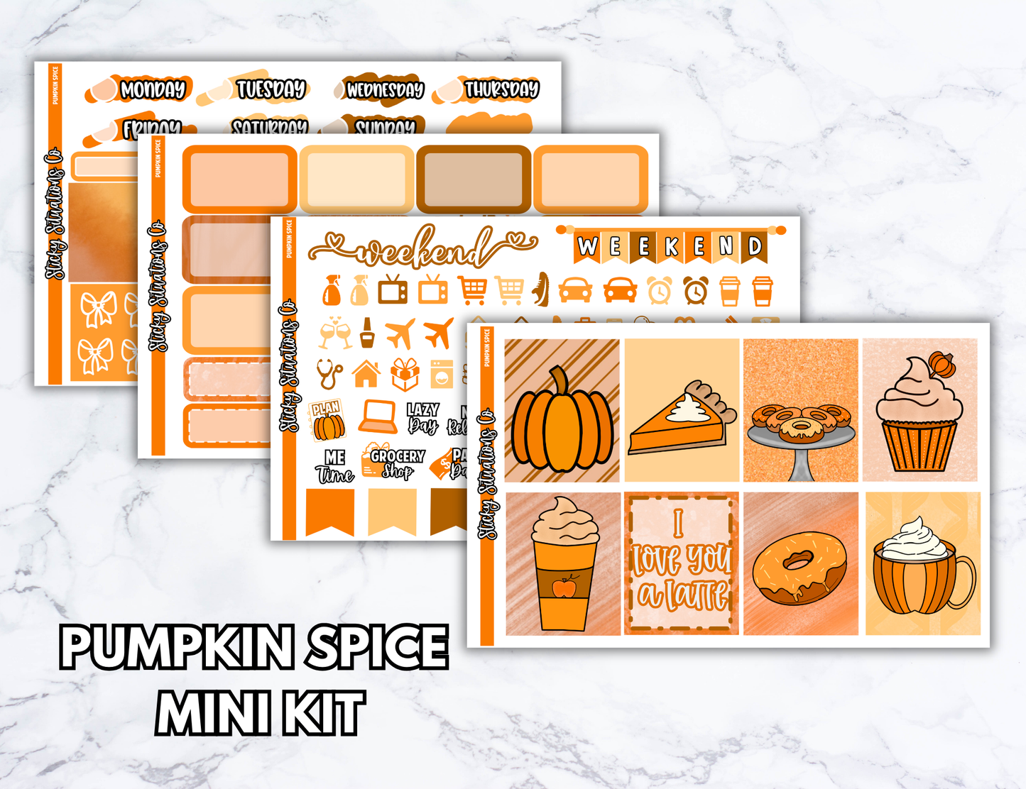 Pumpkin Spice Mini Vertical Planner Sticker Kit – Fun and Bright Matte Stickers for Weekly Layouts | Perfect for Fall Planning