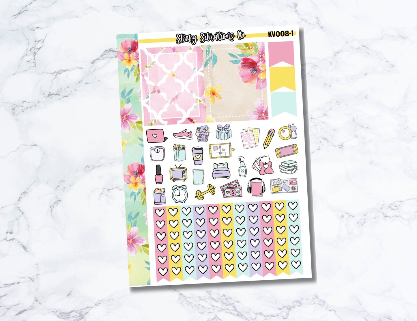 Spring Themed Sticker Kit | Four Page Functional Sticker Kit Made for Vertical Planners