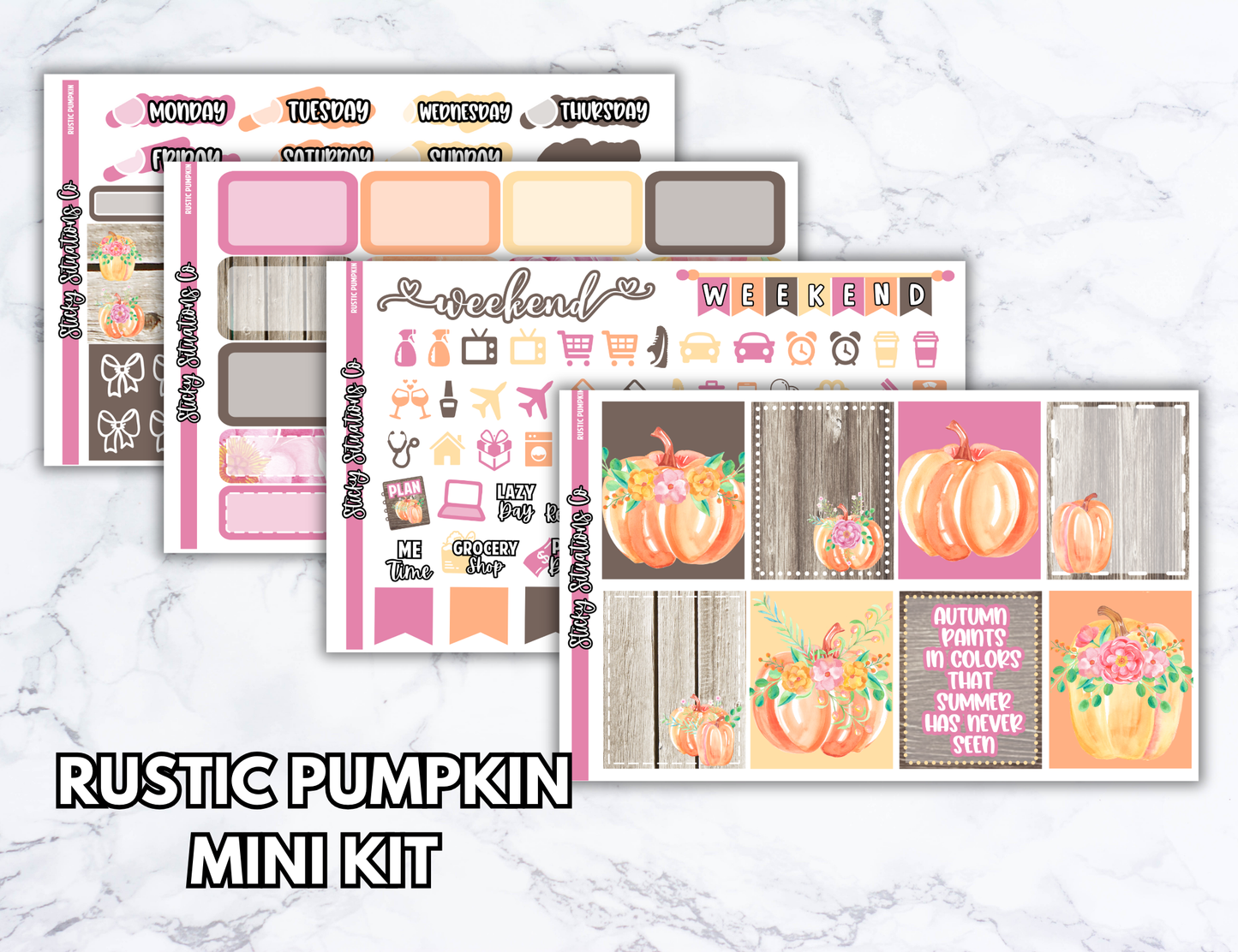 Rustic Pumpkin Mini Vertical Planner Sticker Kit – Fun and Bright Matte Stickers for Weekly Layouts | Perfect for Fall Planning