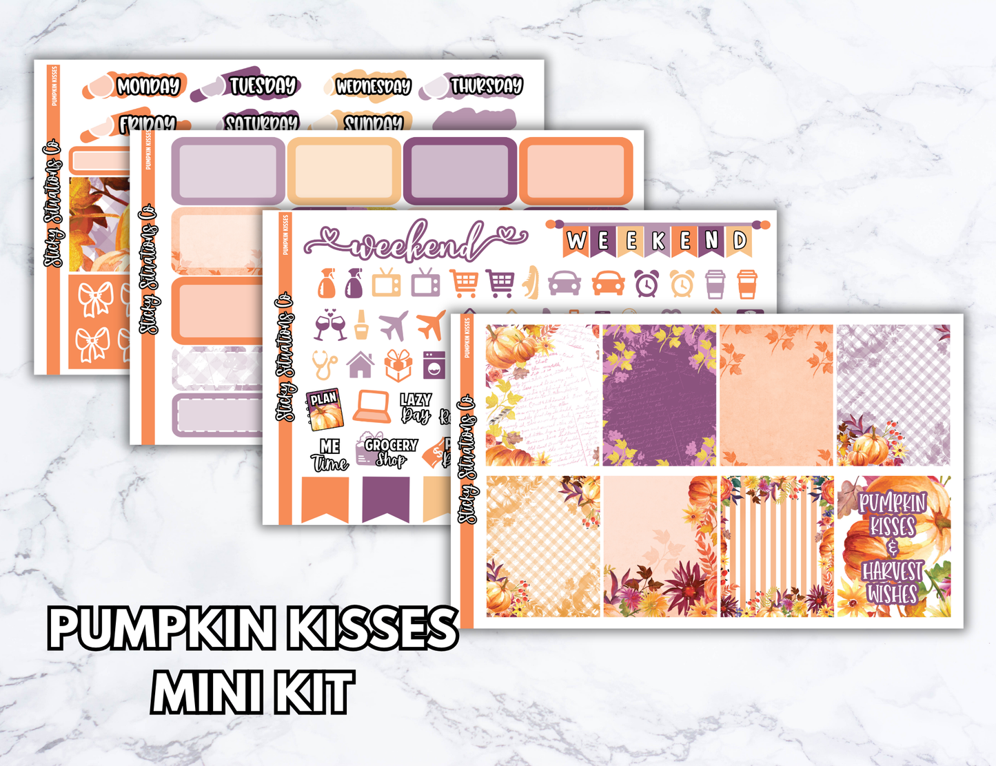 Pumpkin Kisses Mini Vertical Planner Sticker Kit – Fun and Bright Matte Stickers for Weekly Layouts | Perfect for Fall Planning