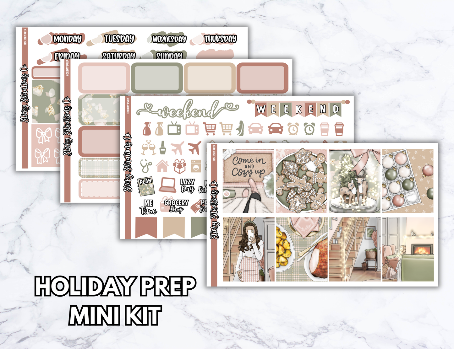 Holiday Prep Mini Vertical Planner Sticker Kit – Cozy & Cool Matte Stickers for Weekly Layouts | Perfect for Christmas Planning